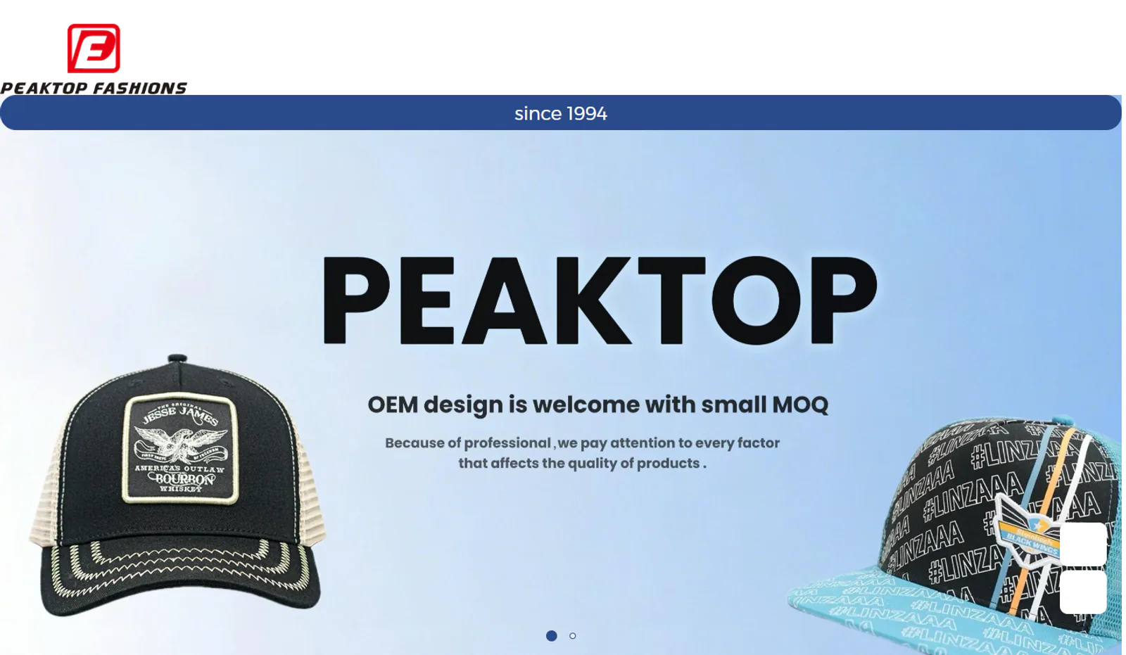 Official Peaktop Fashion website homepage