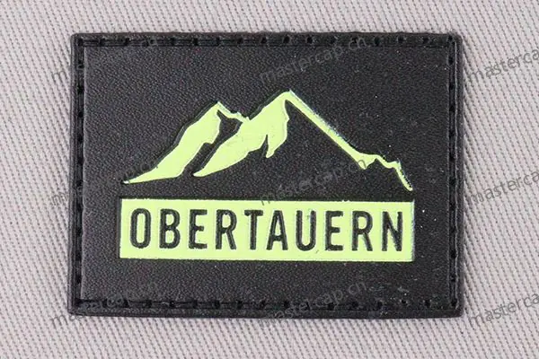 ML005 Screen-printed, debossed split-leather patch (sew-on)