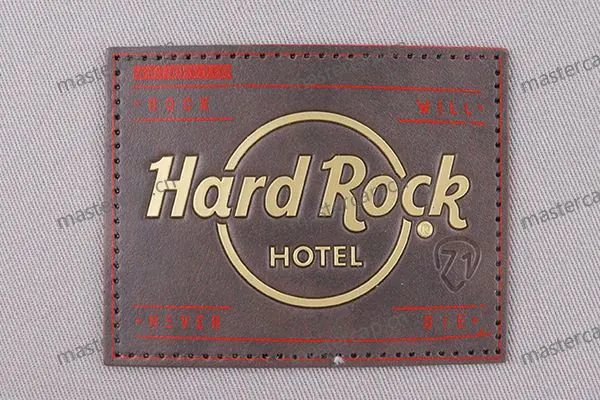 ML014 Screen-printed, embossed PU leather patch (sew-on)