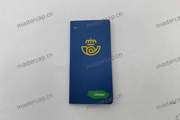 MHT028 350 gsm matte-laminated folded art paper hangtag with double-sided printing