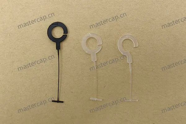 MTP006 Clear/black plastic J-hook tag pin
