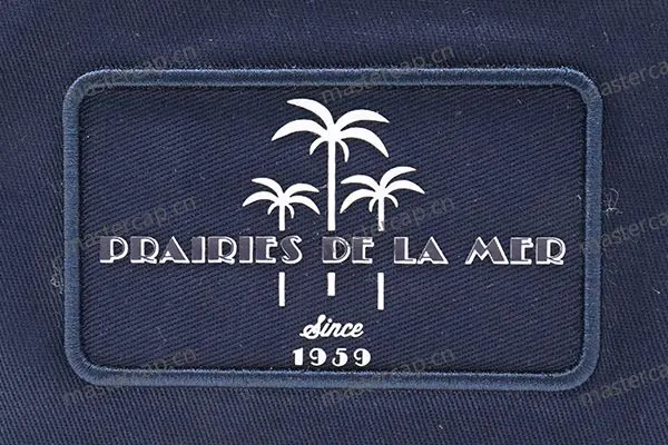 MP014 High-density printing on twill applique with a 3D embroidered outline