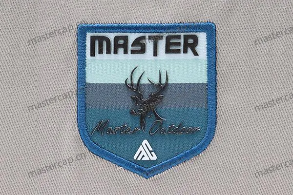 MP020 High-density printed woven patch applique with satin-stitch edging