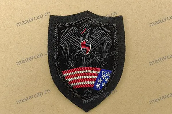 ME054 Bullion-wire hand-embroidered patch with Indian silk thread