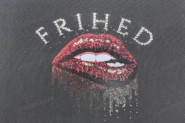 MHR001 Hotfix rhinestones over plastisol printing
