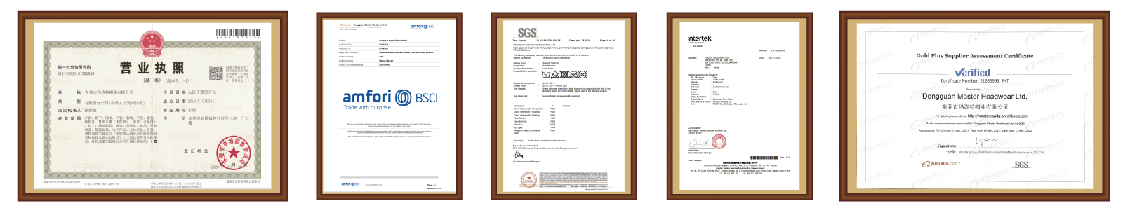 MasterCap factory certificates and audit documents