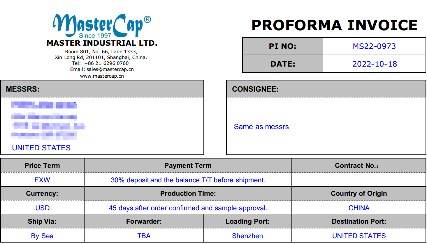 MasterCap payment options