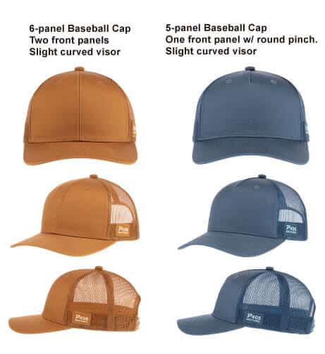 Five panel and six panel cap comparison 2