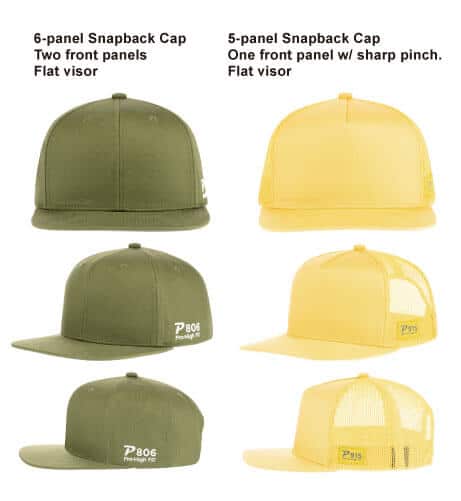 Five panel and six panel cap comparison 3