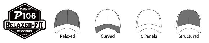 P106 Relaxed-FIT cap shape and construction features