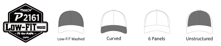 P2161 Low-FIT Washed cap shape and construction features
