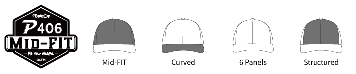 P406 Mid-FIT cap shape and construction features
