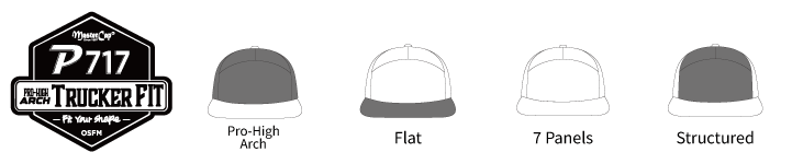 P717 Pro-High Arch Trucker Fit cap shape and construction features