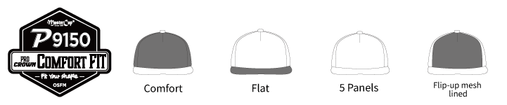 P9150 Comfort-Fit cap shape and construction features