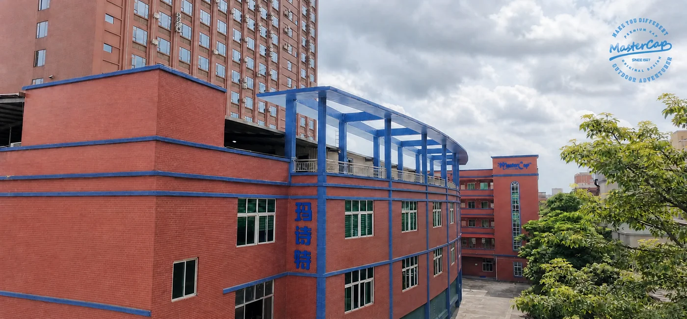 Aerial view of the MasterCap custom headwear factory in Dongguan, China