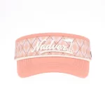 Pink argyle golf visor with dimensional silicone front logo, front view