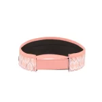 Pink golf visor with adjustable hook-and-loop closure, rear view