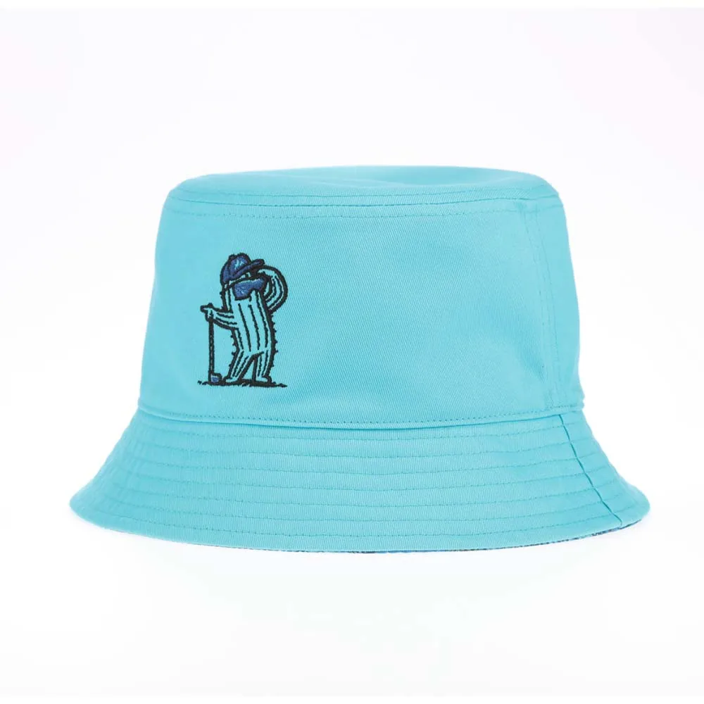 Reversible golf bucket cap with embroidered side detail