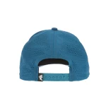 Turquoise perforated performance cap with adjustable snapback, rear view