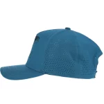 Five-panel fishing cap with laser-perforated side panel