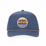 Heather navy performance rope cap with front silicone patch