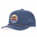 Heather navy laser-perforated rope cap, alternate front angle