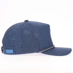 Heather navy performance rope cap with side silicone patch