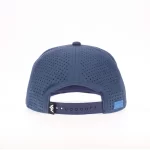 Heather navy perforated cap with adjustable snapback, rear view