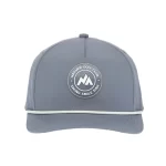 Grey-purple golf rope cap with round silicone heat-transfer logo