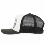 Black mesh side with raised bull-head embroidery