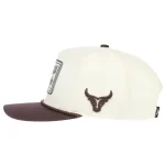 Side detail of custom P565 western rope cap with raised embroidery