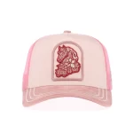 Blush-pink and ivory P535 trucker cap, front view