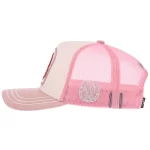 Pink mesh side with horseshoe and cactus flat embroidery