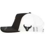 White mesh side with raised bull-head embroidery, side detail