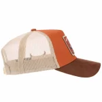 Rust-brown and khaki trucker cap, opposite-side view