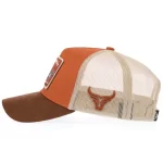 Khaki mesh side with rust-brown 3D bull embroidery