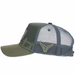 Gray mesh side with raised embroidered bull logo