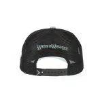 Black mesh back with rear embroidery and adjustable snapback