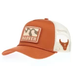 Custom western P525 rope trucker cap with woven patch, front angle