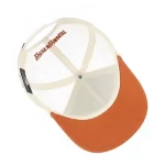 P525 five-panel trucker cap interior with curved visor