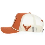 Khaki mesh side with raised embroidered bull logo