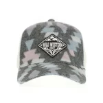 Charcoal jacquard P525 trucker cap with western embroidered patch, front view
