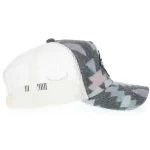 Jacquard front and ivory mesh trucker cap, opposite-side view