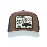 Front view of custom western P565 5-panel trucker cap with felt patch