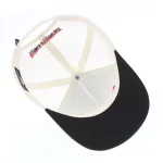 Interior of structured 5-panel trucker hat with cotton-twill sweatband