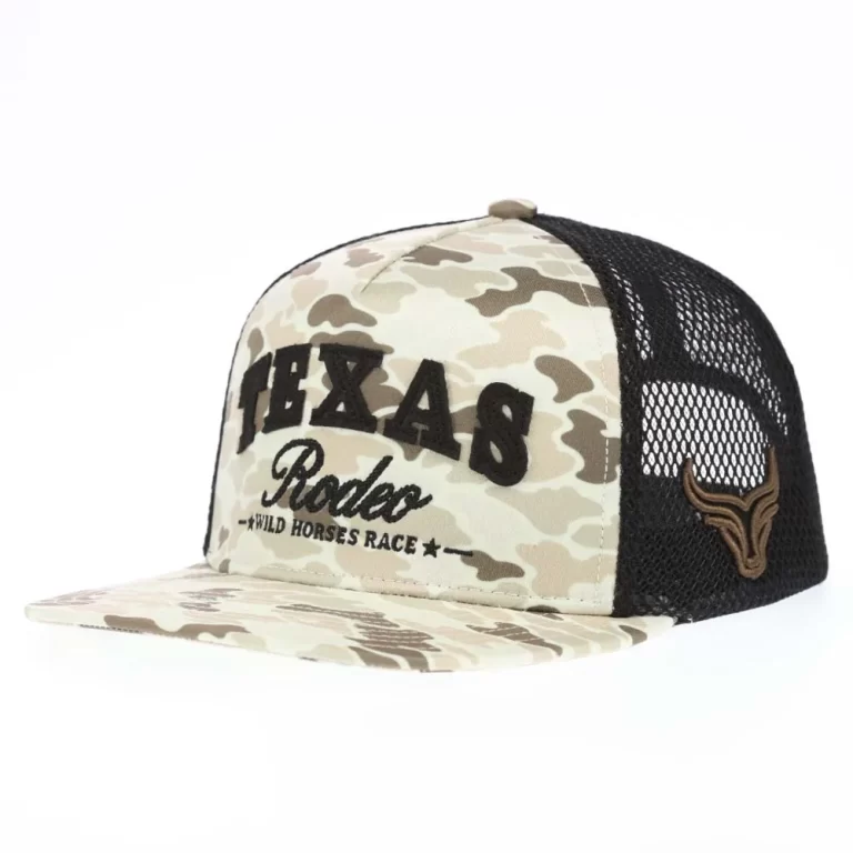 Custom P915 Camo Flat Bill Trucker Cap with Felt Applique
