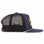 Opposite side of navy and black flat bill rope trucker hat
