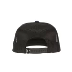 Rear view of black mesh snapback rope trucker hat