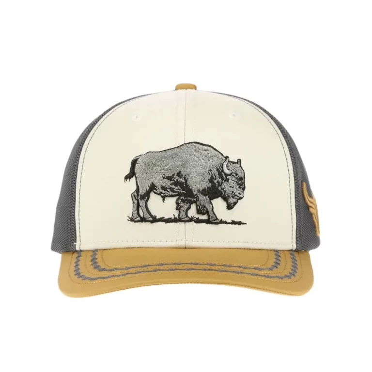 DM60-0090-6-panel-bison-trucker-cap-embroidery-front