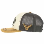 Side embroidery detail of custom western bison trucker cap